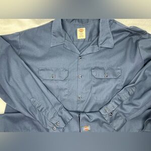 Y2K 3XL Dickies men’s long sleeve button down work shirt blue